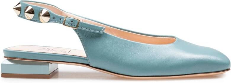 AGL Studded Leren Slingback Ballerina in Matcha