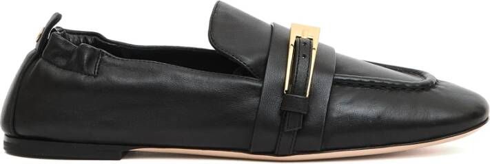 AGL Zwarte leren loafers met gesp