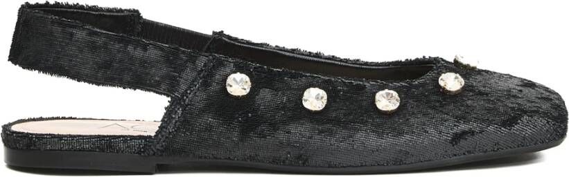 AGL Zwarte Velvet Ballerina's met Strass