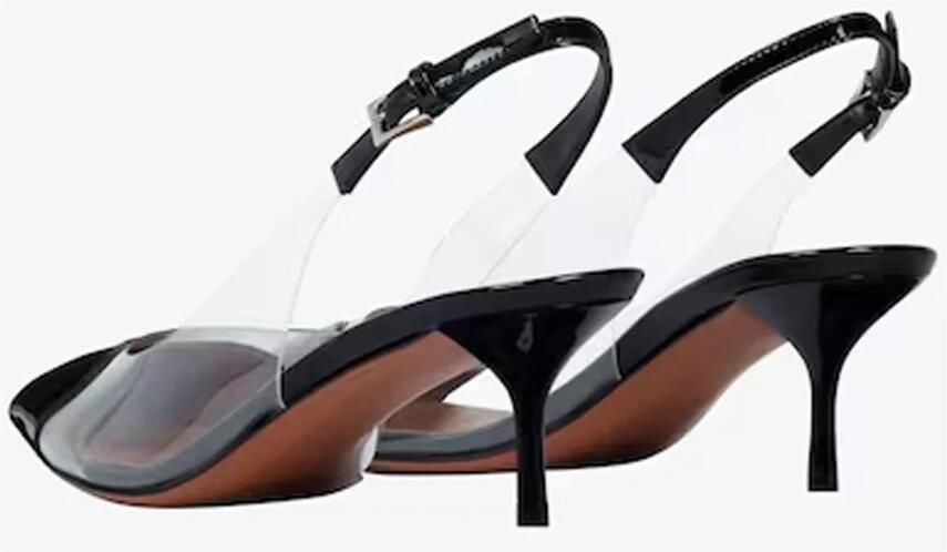 Alaïa Hart Slingbacks in Patent Lamsleer Black Dames
