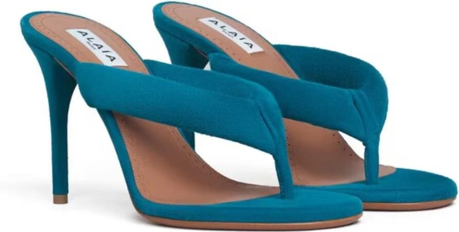 Alaïa Sandalen met hoge hak en teenband in suède - Foto 3