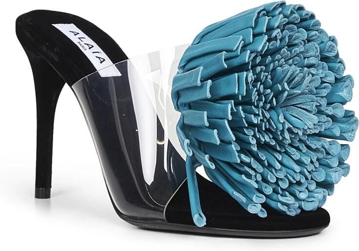 Alaïa Turquoise 3-D Bloem Sandalen