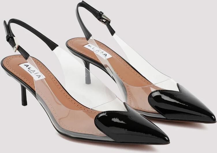 Alaïa Hart Slingbacks in Patent Lamsleer Black Dames - Foto 2