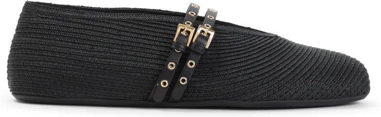 Alaïa Zwarte papieren stro ballerina's