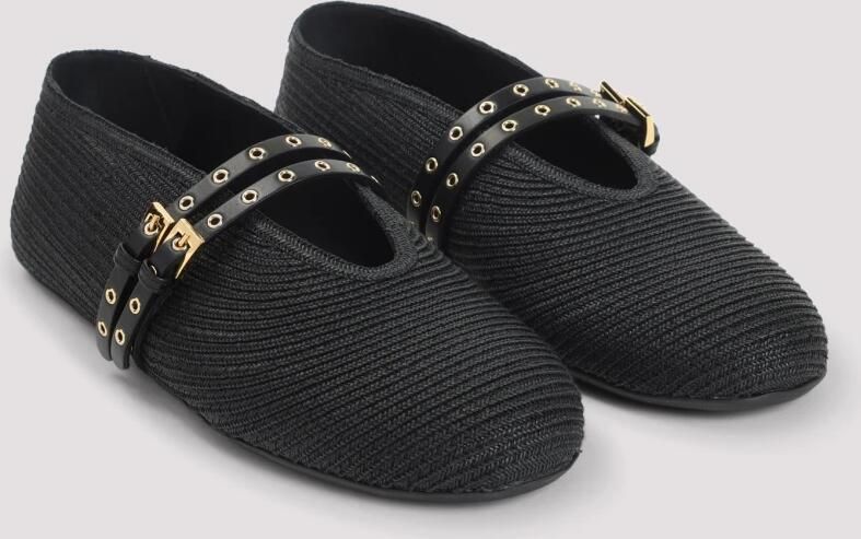 Alaïa Zwarte papieren stro ballerina's - Foto 3