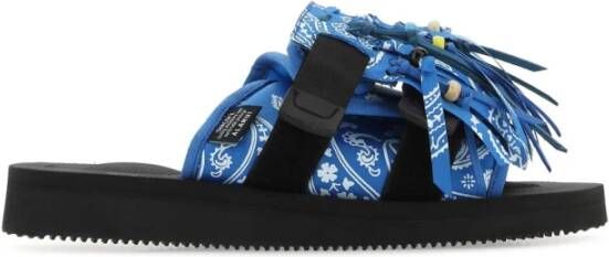 Alanui Bedrukte nylon motorpantoffels Blue Dames