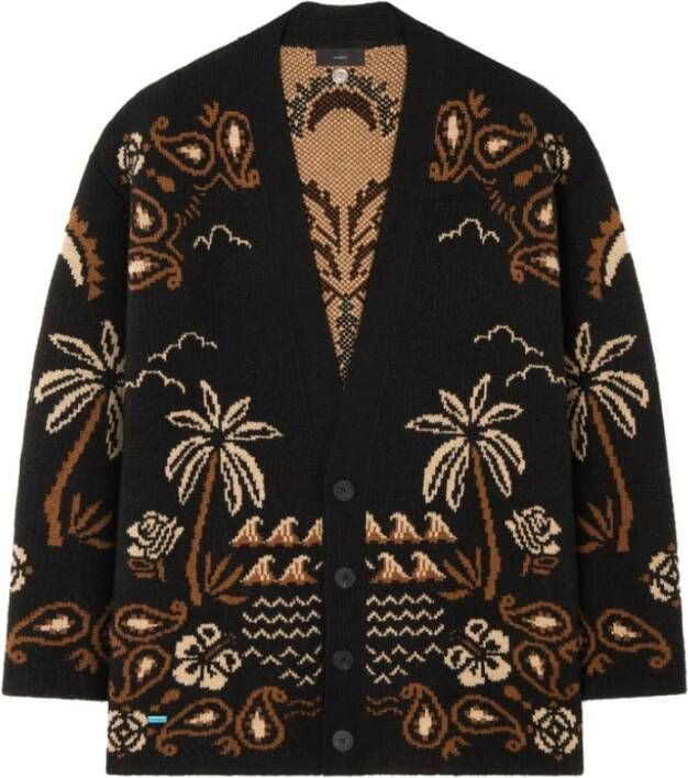 Alanui Zwarte Palmboom Intarsia Gebreide Trui