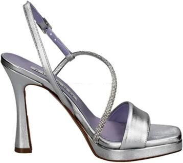 Albano Leren sandalen met strass en hoge hak