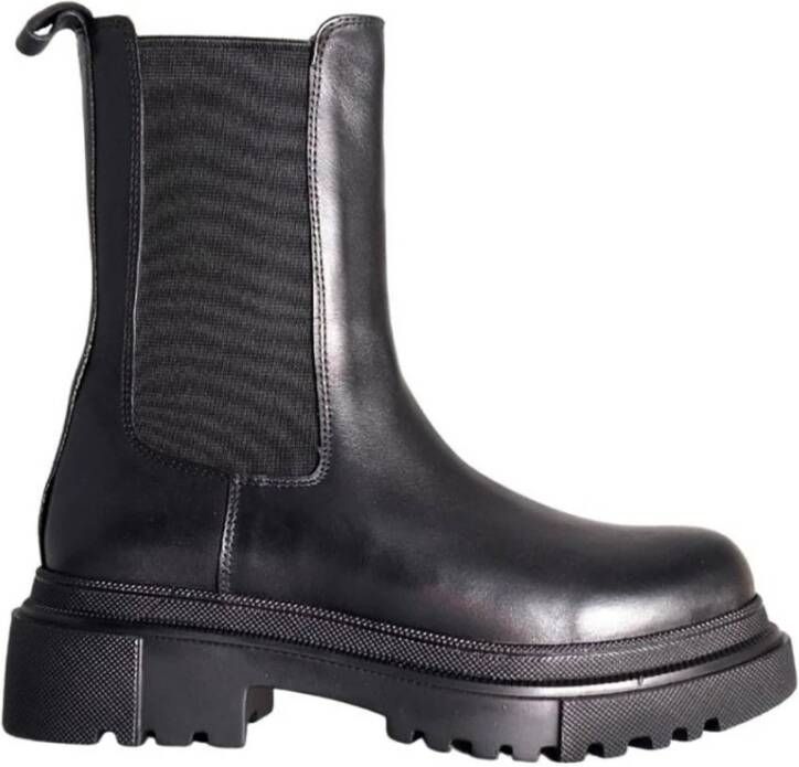 Albano Leren enkellaars met rubberen zool