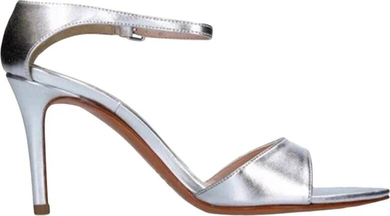 Albano Zilveren leren sandalen met enkelband