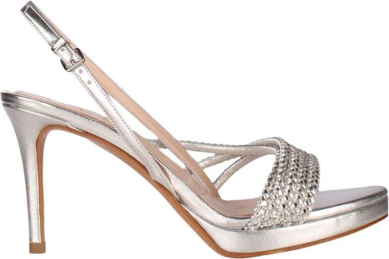 Albano Zilveren Strass Sandalen