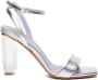 Albano Zilveren Wrap Sandalen met Geperforeerde Design Hak Gray Dames - Thumbnail 1
