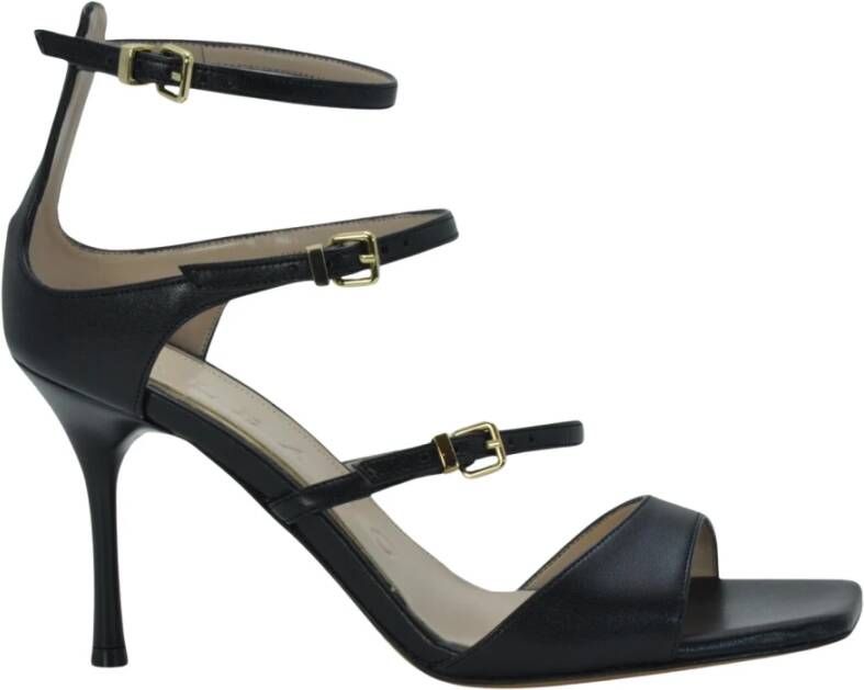 Albano Zwarte Sandalen met Dubbele Bandjes