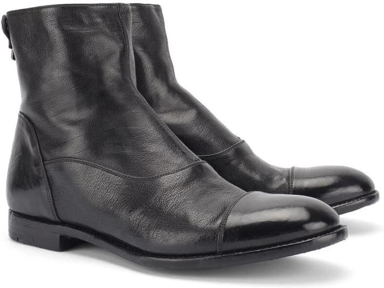 Alberto Fasciani Handgemaakte Zwarte Leren Enkellaarzen