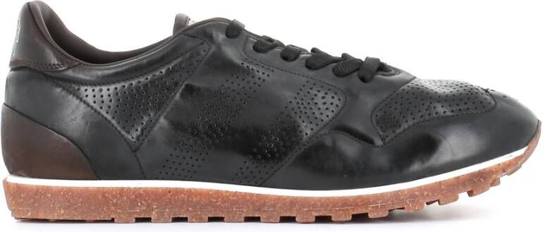 Alberto Fasciani Zwarte Sneakers van Paardenleer met Kurk en Latex Zool Black Heren