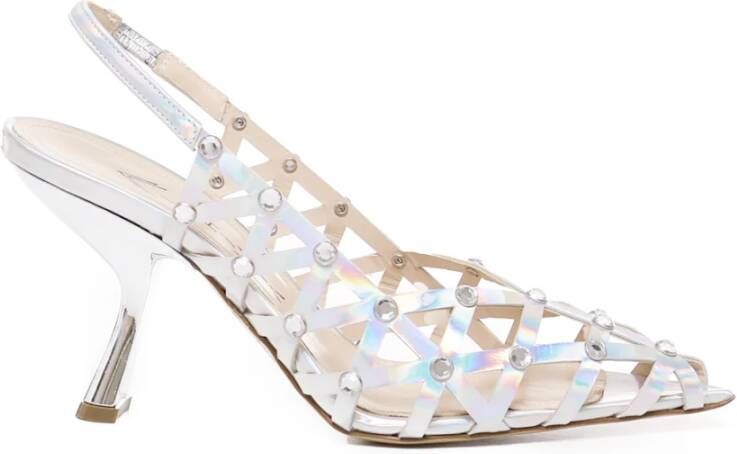 Alchimia Metallic Leren Pumps met Asymmetrische Hak Beige Dames