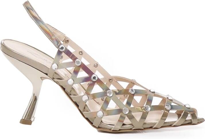 Alchimia Metallic Leren Pumps met Asymmetrische Hak Beige Dames