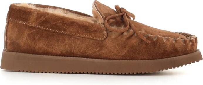 Alexander Hotto Bruine Suède Mocassin Sandalen met Strik Brown Dames