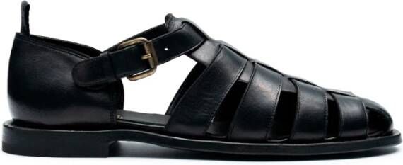 Alexander Hotto Zwarte buffelleer sandalen Black Heren