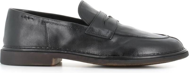 Alexander Hotto Zwarte leren mocassin met rubberen zool Black Heren