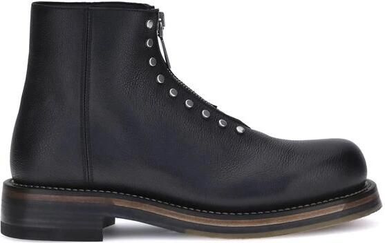 Alexander McQueen Calf Leather Bos Taurus Enkellaarsjes