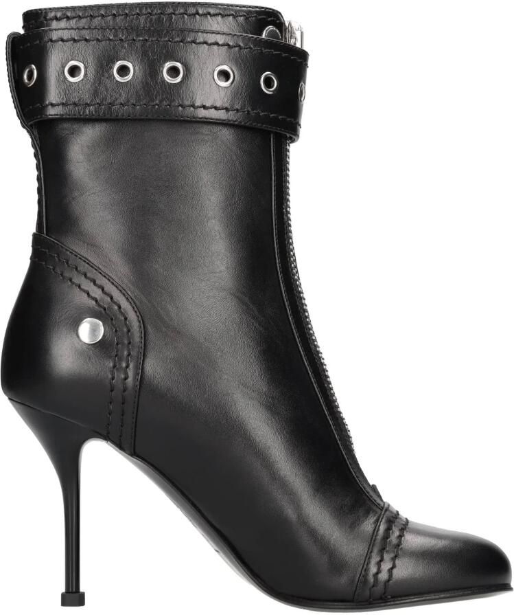 Alexander mcqueen Zwarte Leren Enkellaarzen met Ritssluiting en Metalen Gesp Black Dames - Foto 2