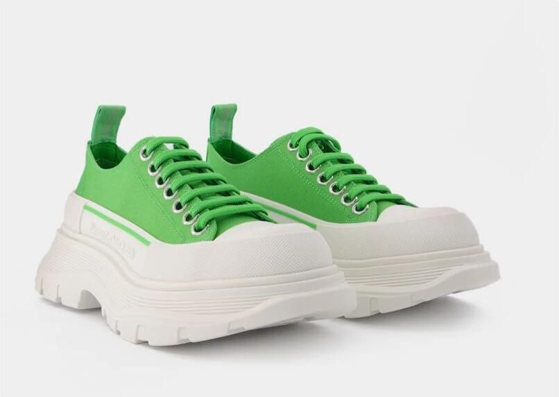 Alexander mcqueen Groen Wit Leren Tread Slick Sneakers Multicolor Dames