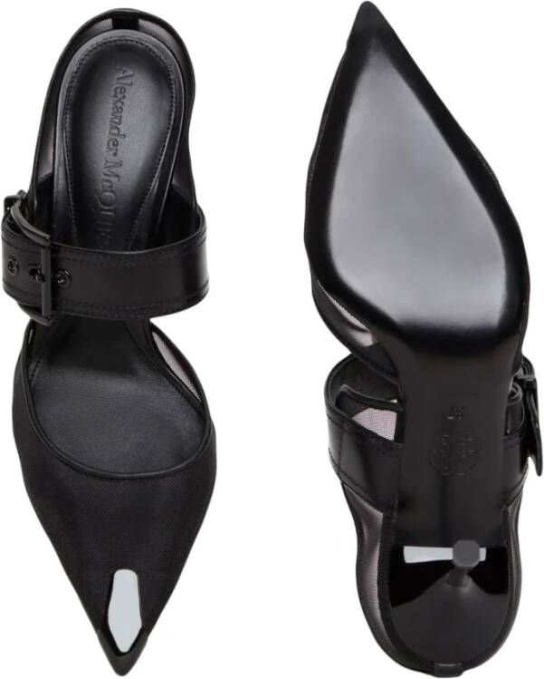 Alexander mcqueen Zwarte Leren Hakmuiltjes W4Ab2 Black Dames - Foto 2
