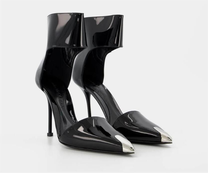 Alexander mcqueen Zwarte Zilveren Leren Sandalen Black Dames
