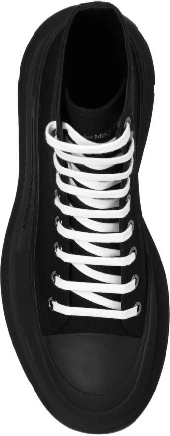 Alexander McQueen Zwarte Canvas Veterschoenen met Rubberen Zool - Foto 2