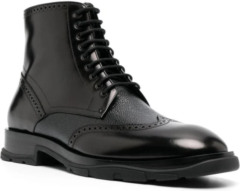 Alexander mcqueen Zwarte Leren Veterschoenen met Geborduurde Details Black Heren - Foto 2