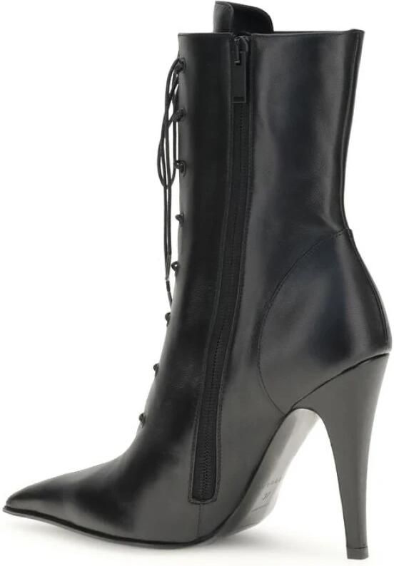 Alexander McQueen Leren enkellaarzen met gevlochten veters