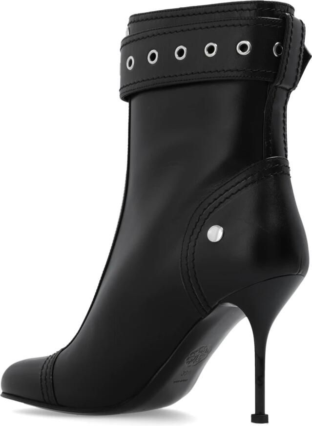 Alexander mcqueen Zwarte Leren Enkellaarzen met Ritssluiting en Metalen Gesp Black Dames - Foto 4