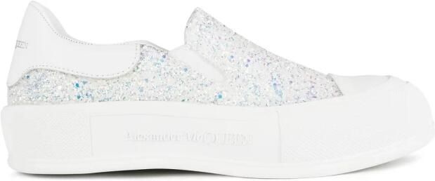 Alexander McQueen Oversized Glitter Slip-On Sneakers
