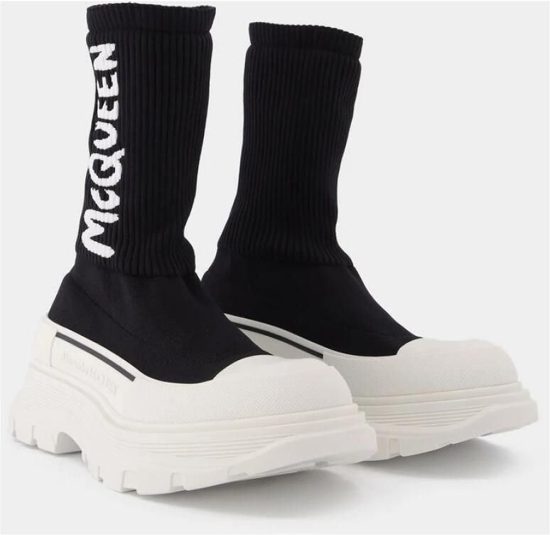 Alexander mcqueen Zwarte stretch nylon Tread Slick sneakers Zwart Dames - Foto 2