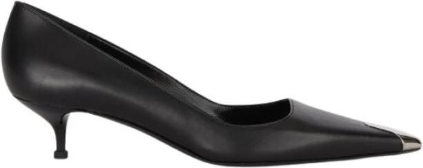 Alexander McQueen Zwarte leren pump met puntige neus - Foto 2