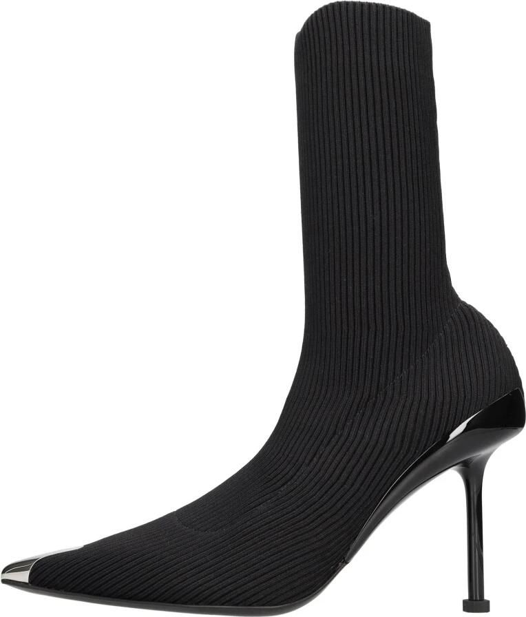 Alexander McQueen Stretch Fabric en Leren Enkellaarsjes