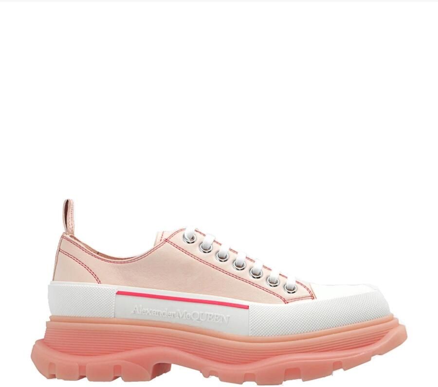 Alexander mcqueen Leren Sneakers met Relief Logo Detail Pink Dames - Foto 2