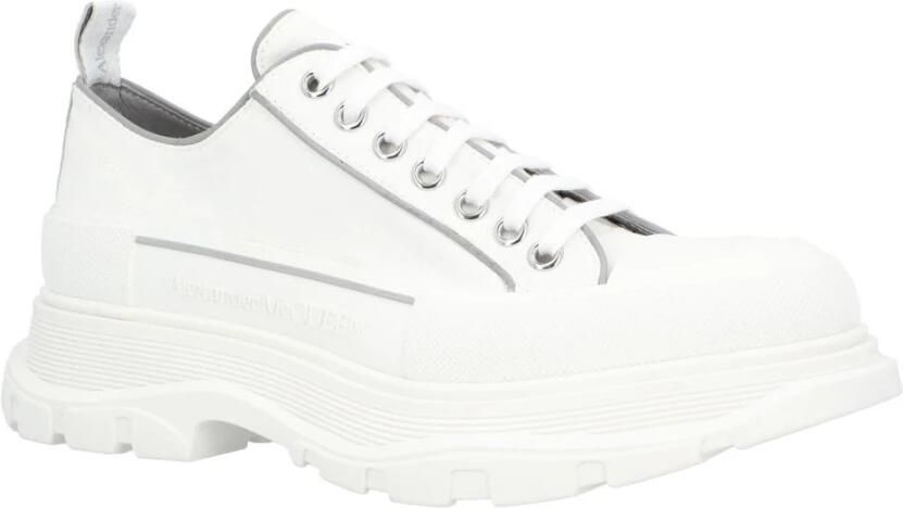 Alexander McQueen Wit Grijs Canvas Rubberen Zool Sneaker