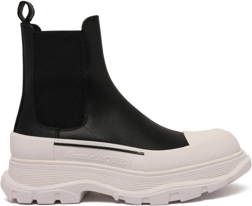 Alexander McQueen Zwarte Leren Enkellaarzen Instapper