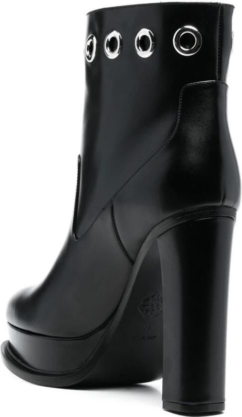 Alexander mcqueen Stijlvolle leren laarzen met bontdetails Zwart Dames - Foto 2