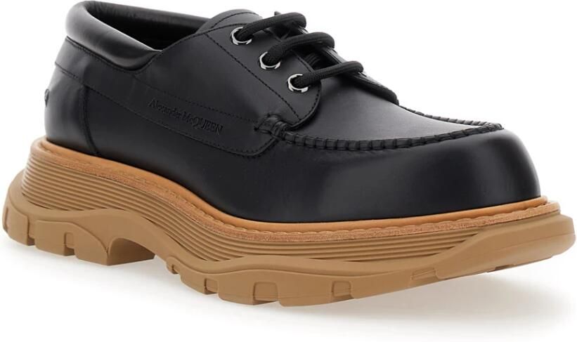 Alexander McQueen Zwarte Leren Derby Veterschoenen