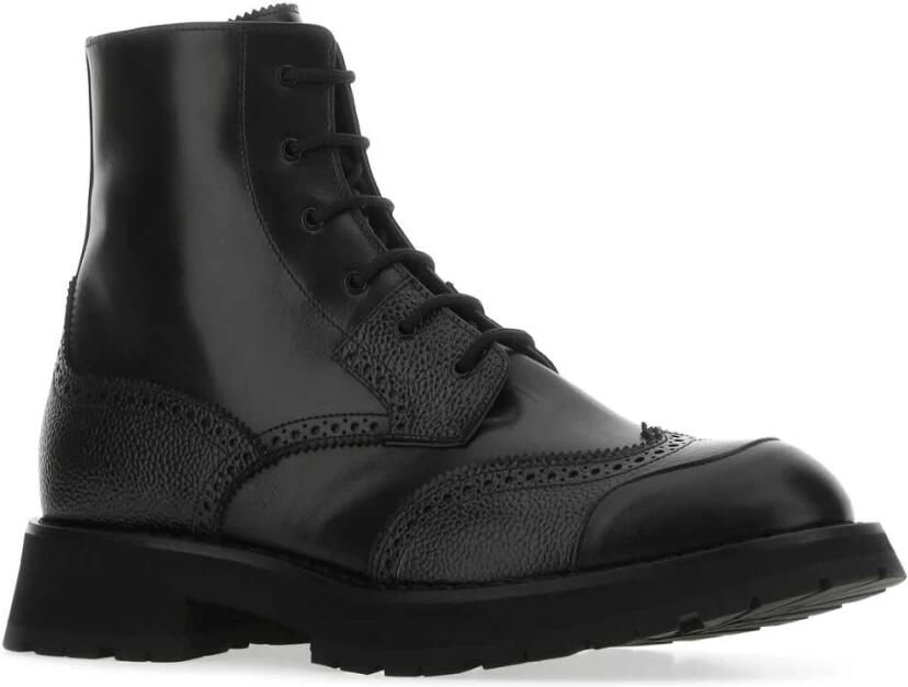 Alexander mcqueen Zwarte Leren Punk Worker Enkellaarzen Zwart Heren