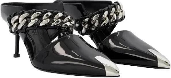 Alexander mcqueen Zwarte Zilveren Leren Hakken Muiltjes Zwart Dames