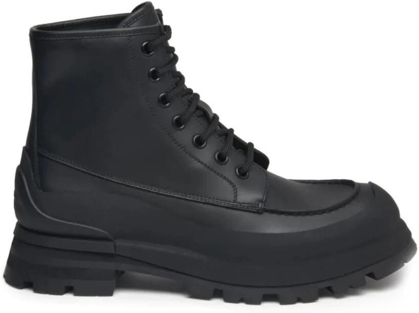 Alexander McQueen Zwarte leren Wander laarzen
