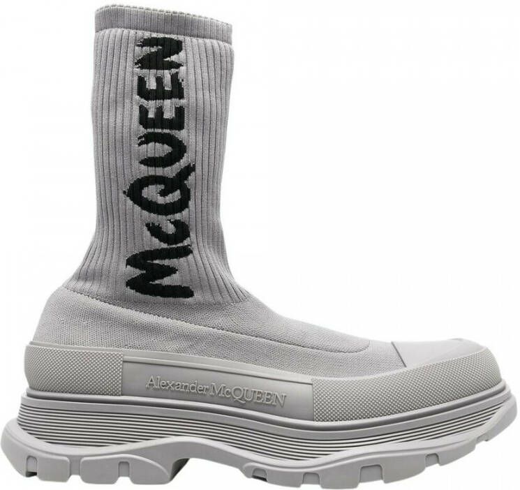 Alexander mcqueen Grijze Sock Boots Strak Design Echte Grijze Kleur Grijs Heren