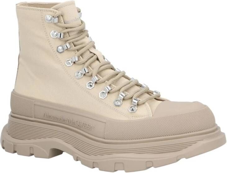 Alexander McQueen Beige LaceUp Platform Laarzen