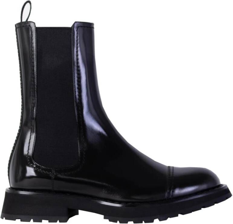 alexander mcqueen Black Leather Ankle Boots Zwart Heren