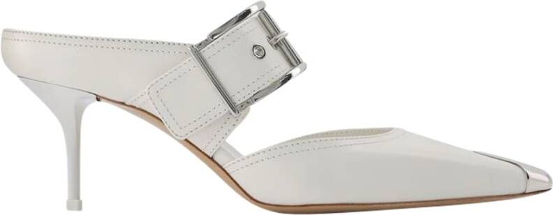 Alexander mcqueen Krijtleren Hardware Muiltjes 7cm Hak Wit Dames