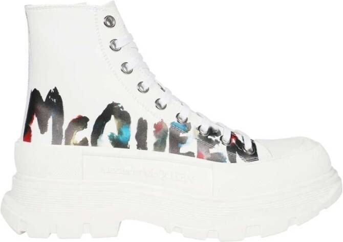 alexander mcqueen Canvas Tread Slick Sneakers White Heren